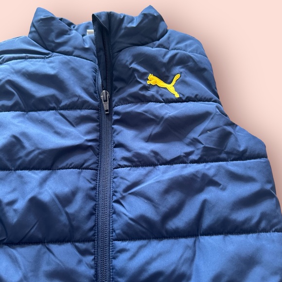 Kids Navy Blue And Yellow Puma Puffer Vest Size XS (5/6) - Picture 3 of 9